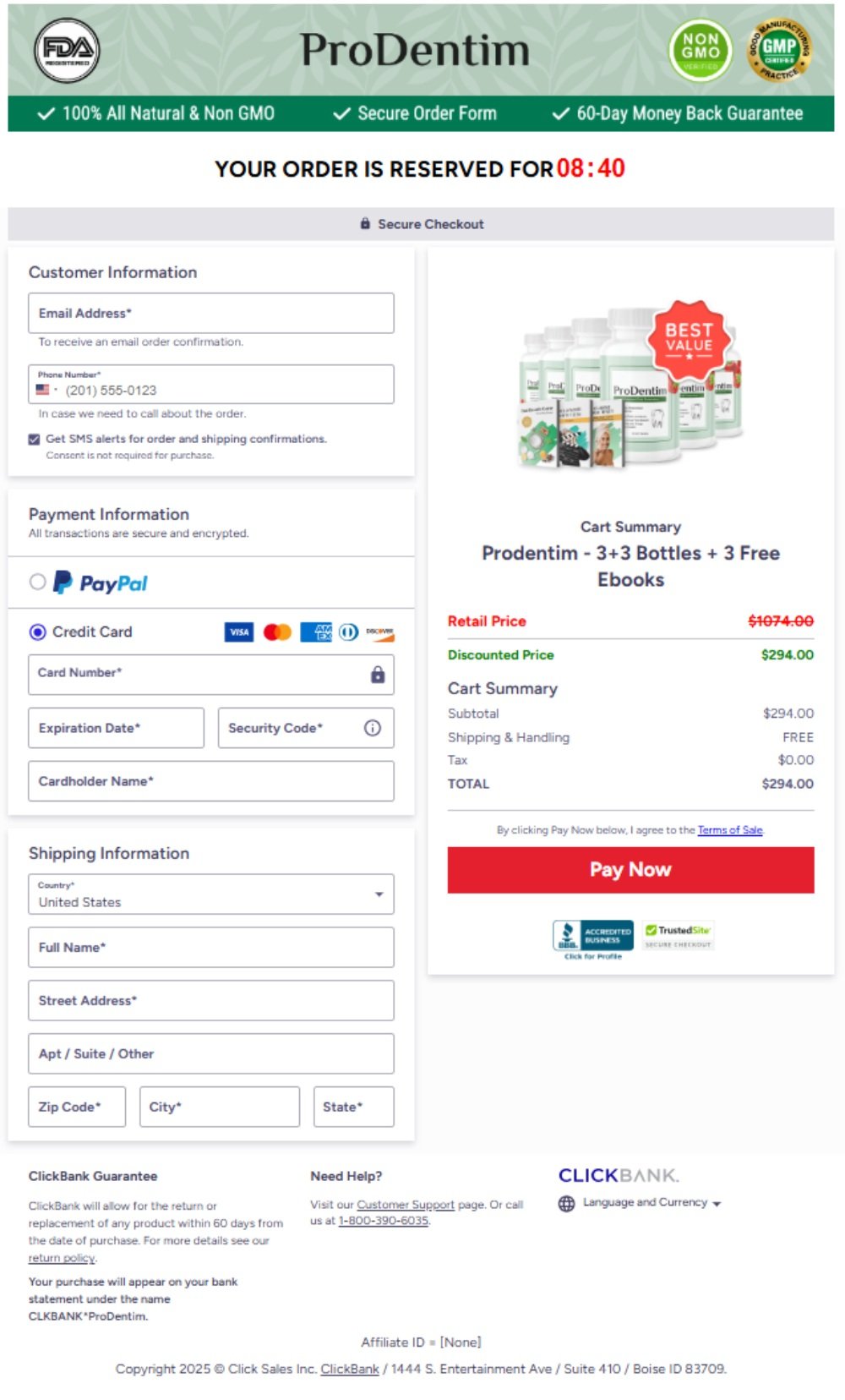 ProDentim Official Website Secure Order Page